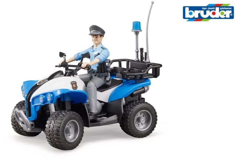 Auto Bruder Pohotovostní vozidla - policejní čtyřkolka Quad s policistou a příslušenstvím