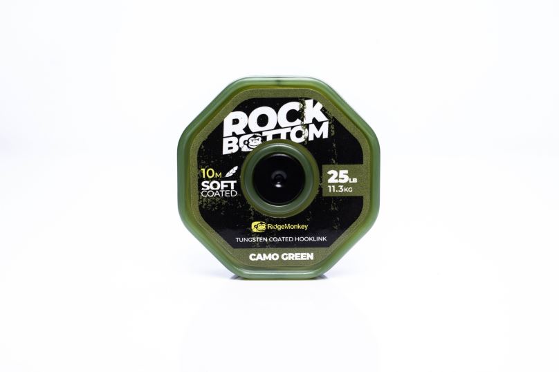 RidgeMonkey Šňůrka Connexion Rock Bottom Tungsten Coated Soft Hooklink 10m 25lb Camo Green