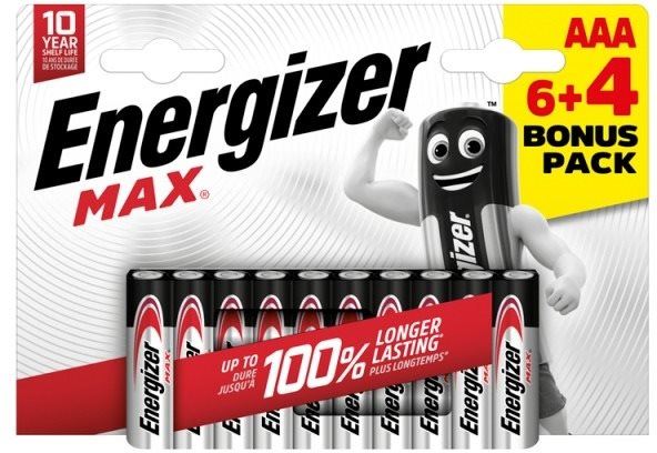 Jednorázová baterie Energizer MAX AAA 6+4 zdarma