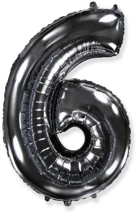 Nafukovací balonek Balón foliový číslice černá - black 102 cm - 6