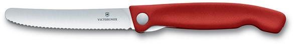 Kuchyňský nůž Victorinox skládací svačinový nůž Swiss Classic, červený, vlnkované ostří 11cm