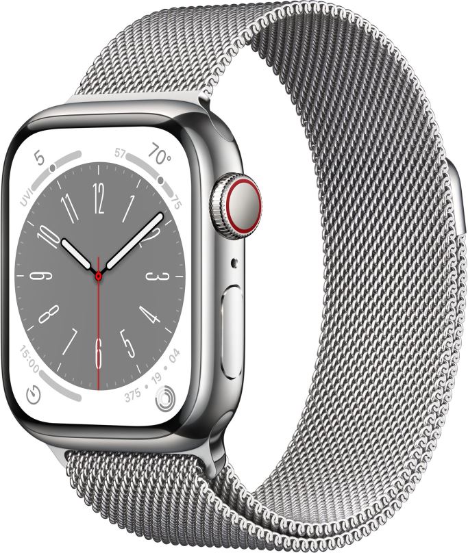 Chytré hodinky Apple Watch Series 8 41mm Cellular nerez s milánským tahem