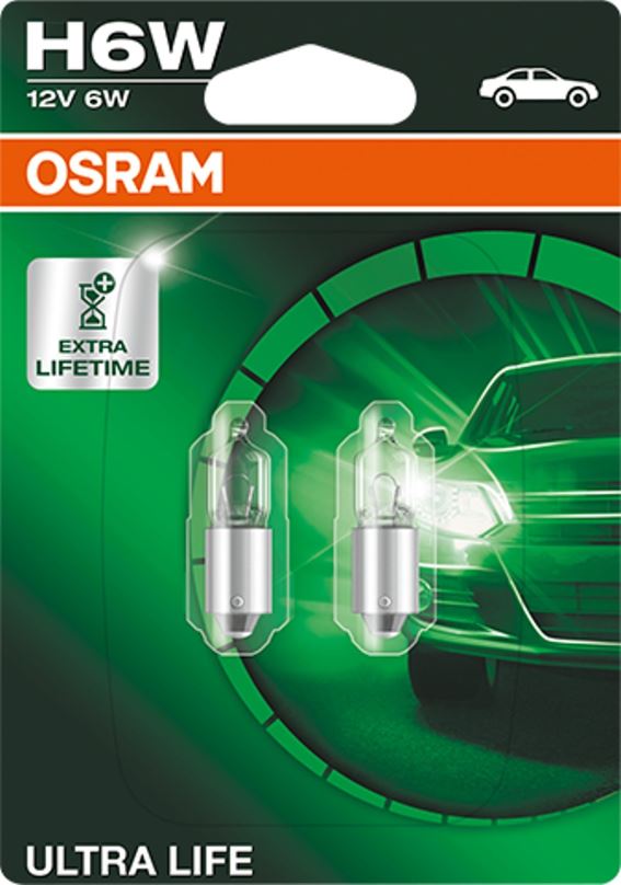 Autožárovka Osram Ultralife H6W, 12V, 6W, BAX9s, 2 kusy v balení