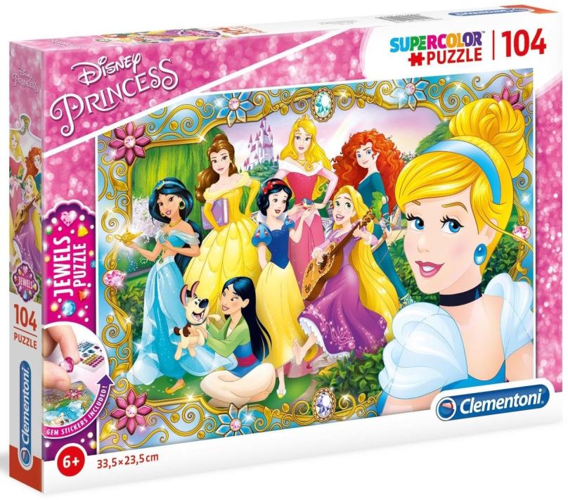 Puzzle Clementoni Puzzle s drahokamy Zábava s Disney princeznami 104 dílků