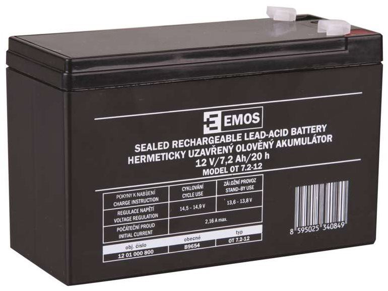 Baterie pro záložní zdroje EMOS Bezúdržbový olověný akumulátor 12 V/7,2 Ah, faston 4,7 mm