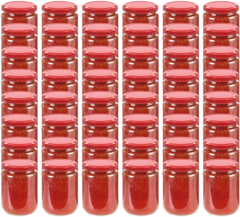 Dóza Zavařovací sklenice s červenými víčky 48 ks 230 ml