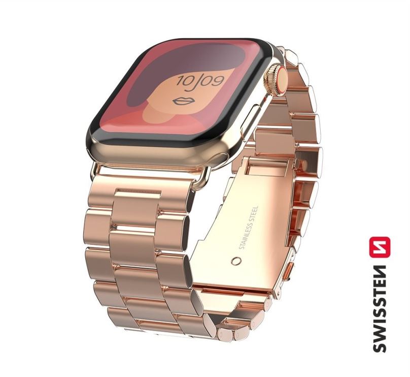 Řemínek Swissten řemínek pro Apple Watch kovový 38-40 mm růžovo-zlatý