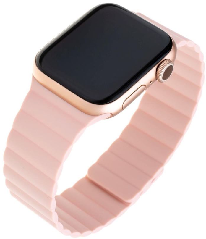Řemínek FIXED Silicone Magnetic Strap pro Apple Watch 42/44/45/Ultra 49mm růžový