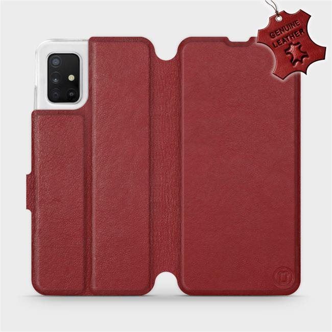 Kryt na mobil Flip pouzdro na mobil Samsung Galaxy A51 - Tmavě červené - kožené -   Dark Red Leather