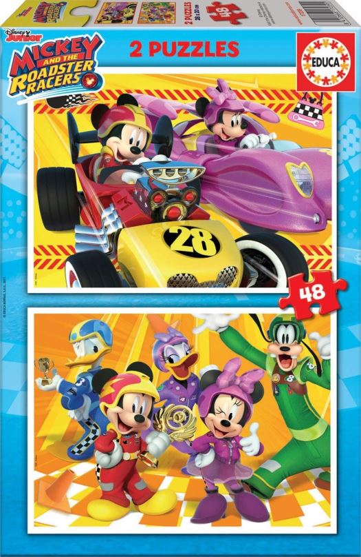 Puzzle Educa Puzzle Mickey a závodníci 2x48 dílků