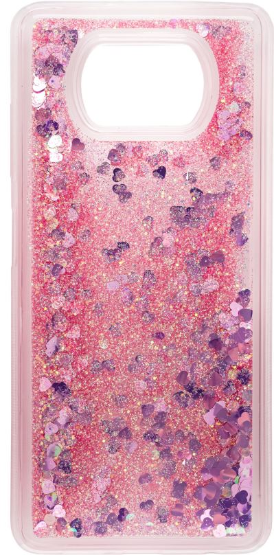 Kryt na mobil iWill Glitter Liquid Heart Case pro POCO X3 Pro Pink