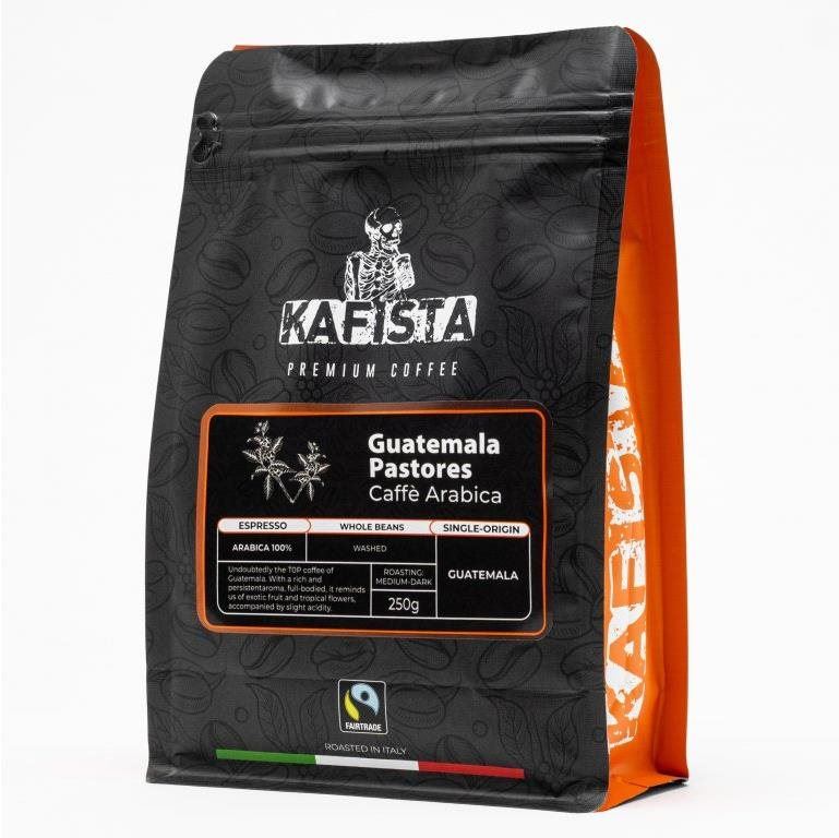 Káva Kafista "Guatemala Pastores" -Zrnková káva, 100% Arabica, espresso Káva, Pražená v Itálii 250 g