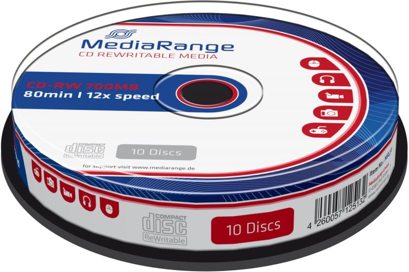 Média MEDIARANGE CD-RW 700MB 12x spindl 10ks