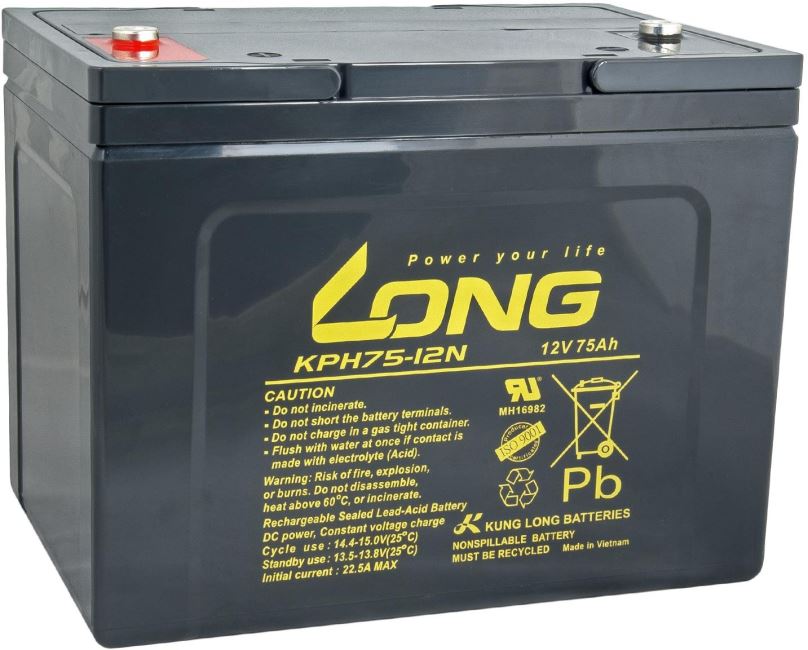 Baterie pro záložní zdroje LONG baterie 12V 75Ah M6 HighRate LongLife 12 let (KPH75-12N)