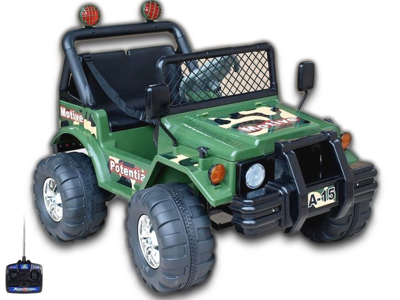 Elektrické auto pro děti Vojenský džíp, zelený