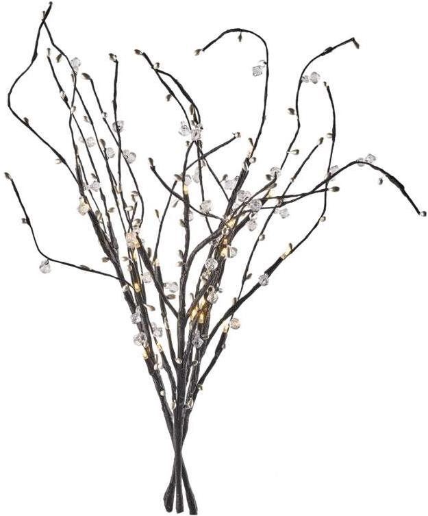 Vánoční osvětlení EMOS LED větvička s perlami, 60 cm, 3x AA, vnitřní, teplá bílá, časovač