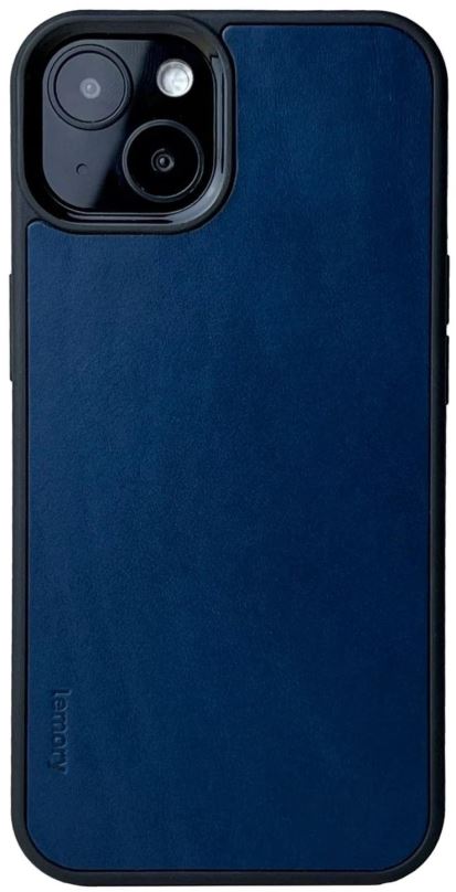 Kryt na mobil Lemory iPhone 13 kožený kryt tmavě modrá