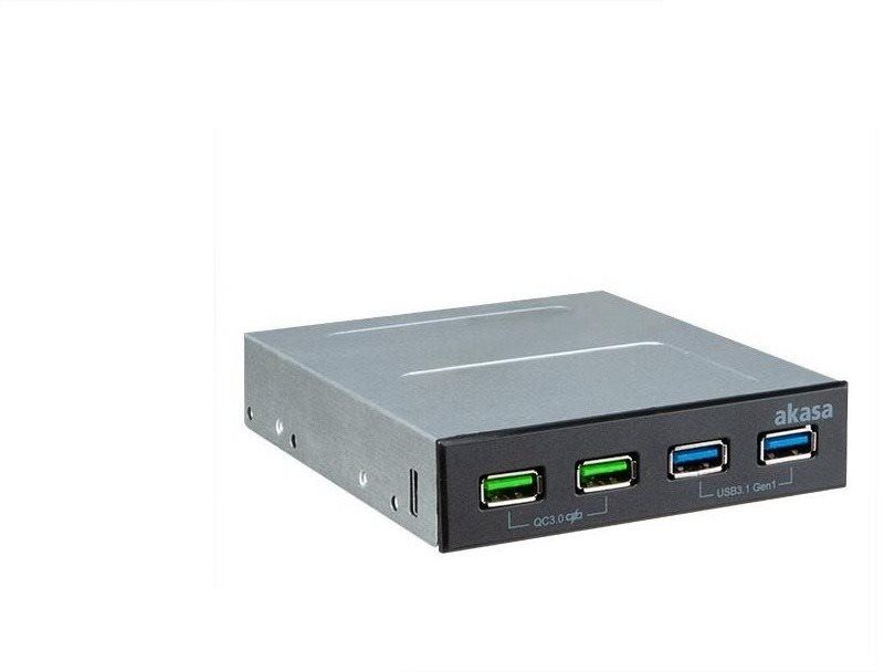 Přední panel Akasa 4 Port USB panel s dual Quick Charge 3.0 a dual USB 3.1 Gen 1 porty / AK-ICR-34