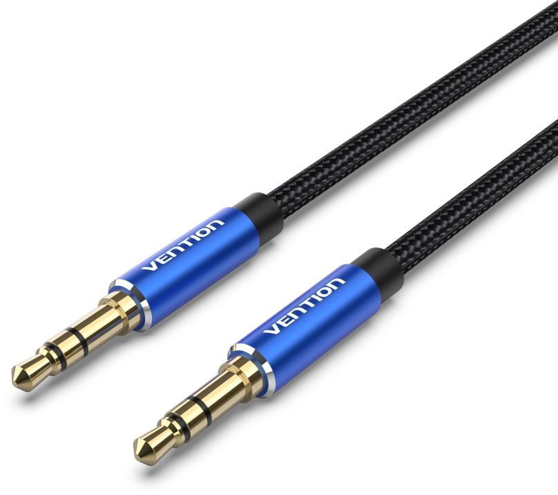Audio kabel Vention Cotton Braided 3.5mm Male to Male Audio Cable 5m Black Aluminum Alloy Type