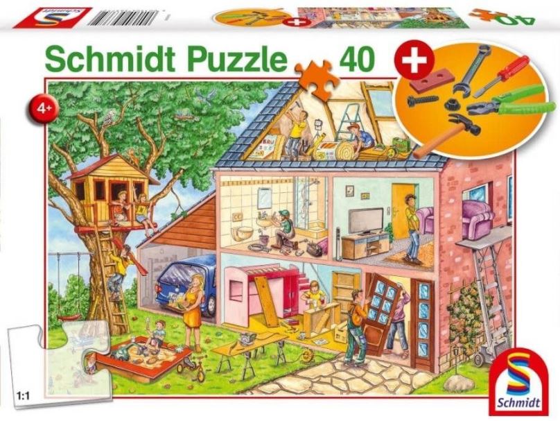 Puzzle Puzzle Pracovití řemeslníci 40 dílků + dětské nářadí