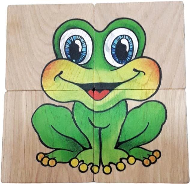 Dřevěné puzzle T-Wood puzzle žába/mrak - 4 dílky