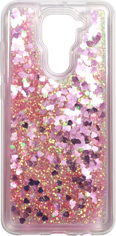 Kryt na mobil iWill Glitter Liquid Heart Case pro Xiaomi Redmi Note 9 Pink