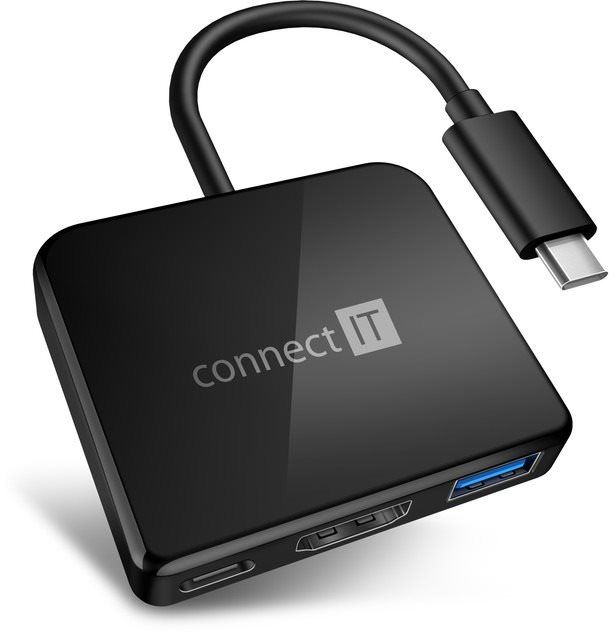 Replikátor portů CONNECT IT CHU-7050-BK USB-C hub 3v1 (USB-C, USB-A, HDMI), black