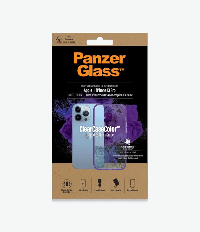 Kryt na mobil PanzerGlass ClearCaseColor Apple iPhone 13 Pro (fialový - Grape)