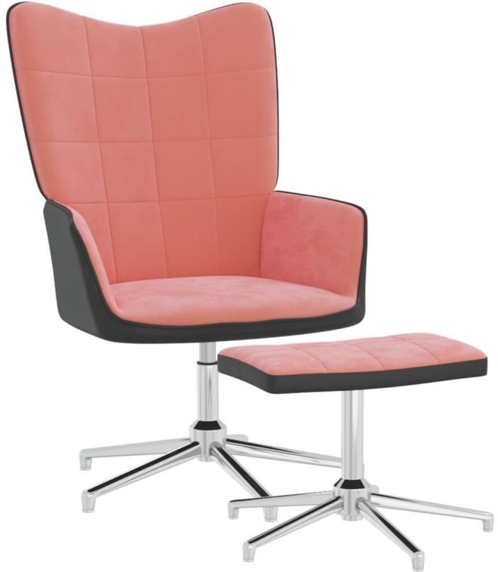 Křeslo Relaxační křeslo se stoličkou růžové samet a PVC, 327868