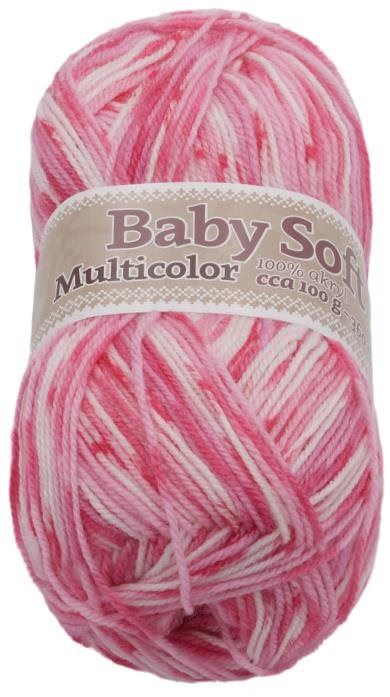 Příze Baby soft multicolor 100g - 611 bílá, růžová