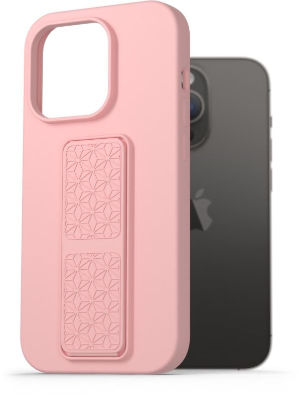 Kryt na mobil AlzaGuard Liquid Silicone Case with Stand pro iPhone 14 Pro růžové