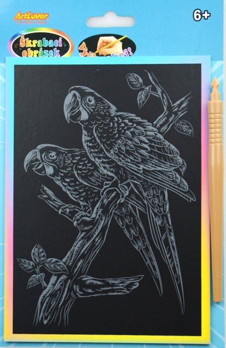 ARTLOVER Duhový škrabací obrázek - Papoušci
