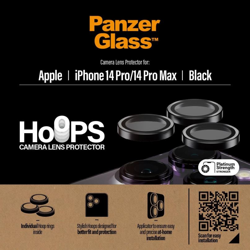Ochranné sklo na objektiv PanzerGlass HoOps Apple iPhone 14 Pro/14 Pro Max - ochranné kroužky pro čočky fotoaparátu