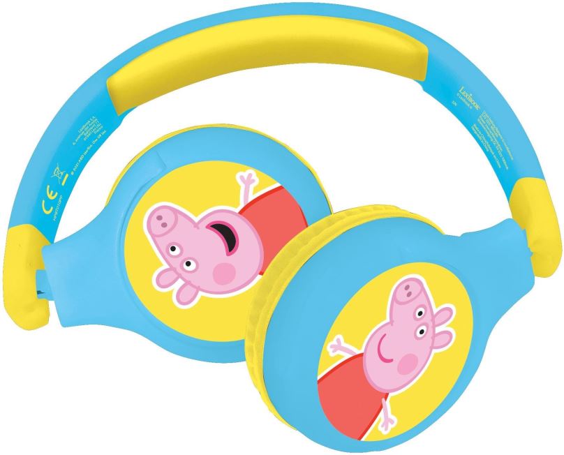 Bezdrátová sluchátka Lexibook Prasátko Peppa Sluchátka 2v1 Bluetooth®  s bezpečnou hlasitostí pro děti