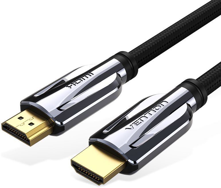 Video kabel Vention HDMI 2.1 Cable 8K Nylon Braided, propojovací, Black Metal Type