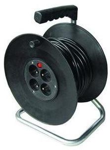 Solight prodlužovací přívod na bubnu, 4 zásuvky, 50m, černý kabel, 3x 1,5mm2
