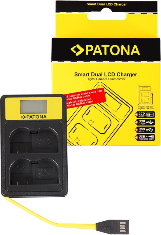 Nabíječka baterií fotoaparátů a videokamer PATONA pro Dual Nikon EN-EL15 s LCD,USB