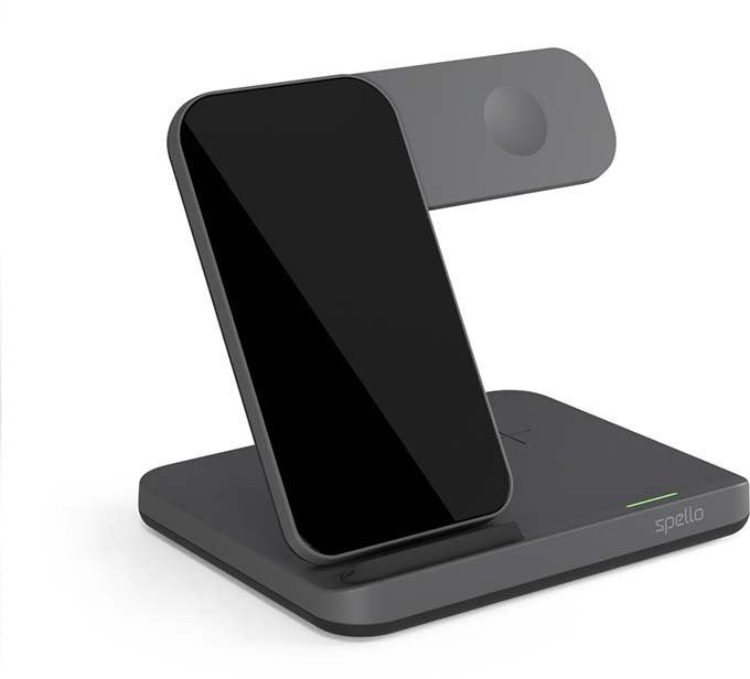 Bezdrátová nabíječka Spello 3in1 bezdrátový nabíjecí stojánek pro Samsung - černá