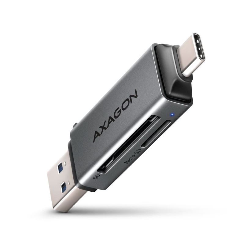 Čtečka karet AXAGON CRE-DAC MINI card reader SD / microSD, UHS-I, SUPERSPEED USB-A + USB-C