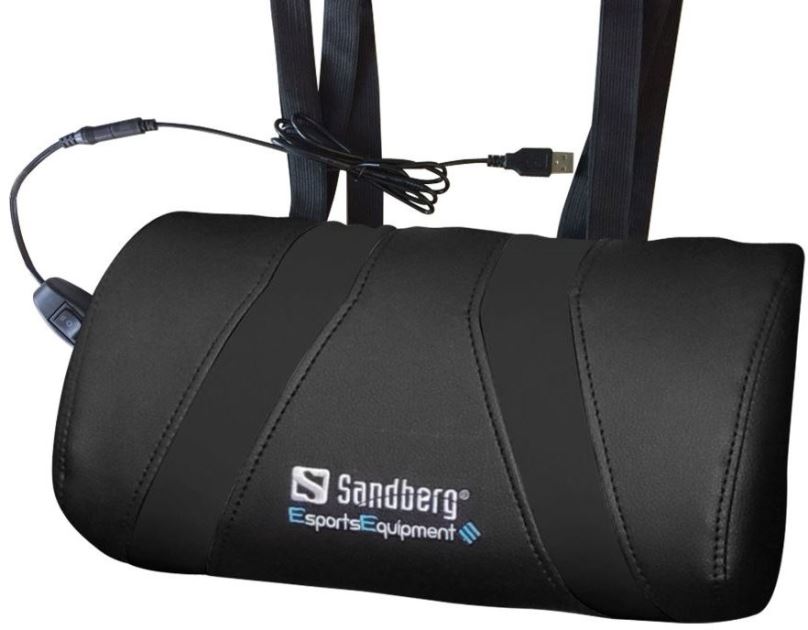 Masážní polštář SANDBERG USB černý k herní židli