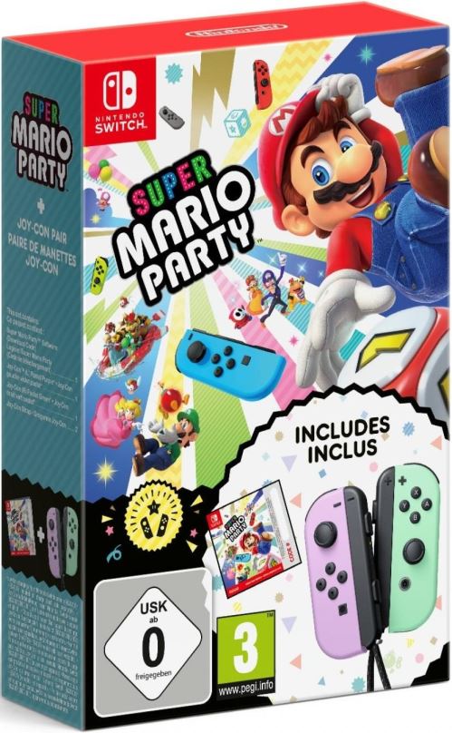 Gamepad Nintendo Switch Joy-Con Pair Pastel Purple/Green + Super Mario Party
