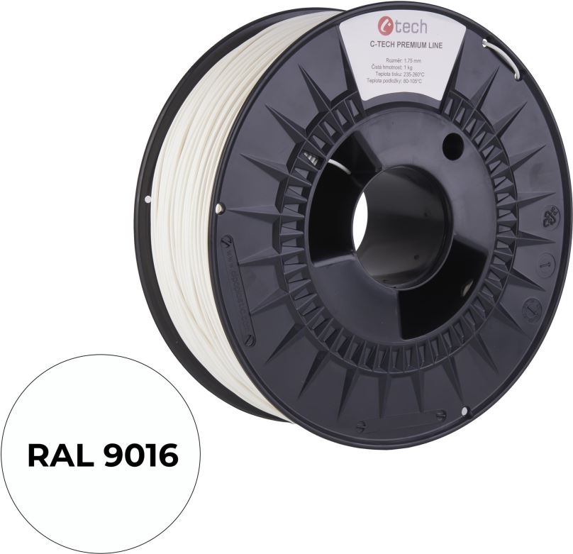 Filament C-TECH filament PREMIUM LINE PETG dopravní bílá RAL9016