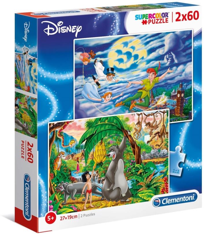 CLEMENTONI Puzzle Peter Pan a Kniha džunglí 2x60 dílků