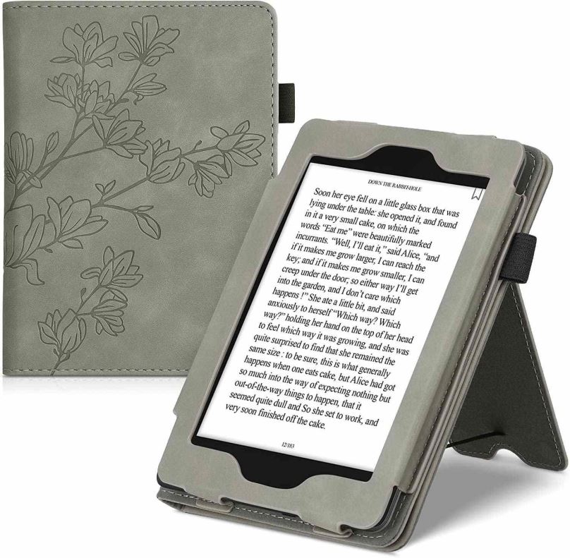 Pouzdro na čtečku knih KW Mobile - Magnolias - KW5022207 - Pouzdro pro Amazon Kindle Paperwhite 4 (2018) - šedé
