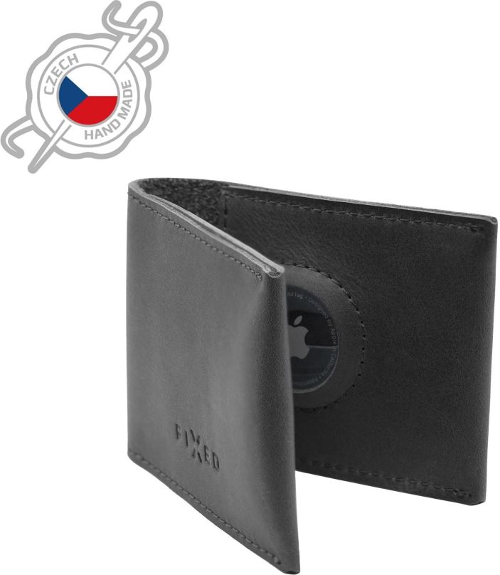 Peněženka FIXED Wallet for AirTag z pravé hovězí kůže černá