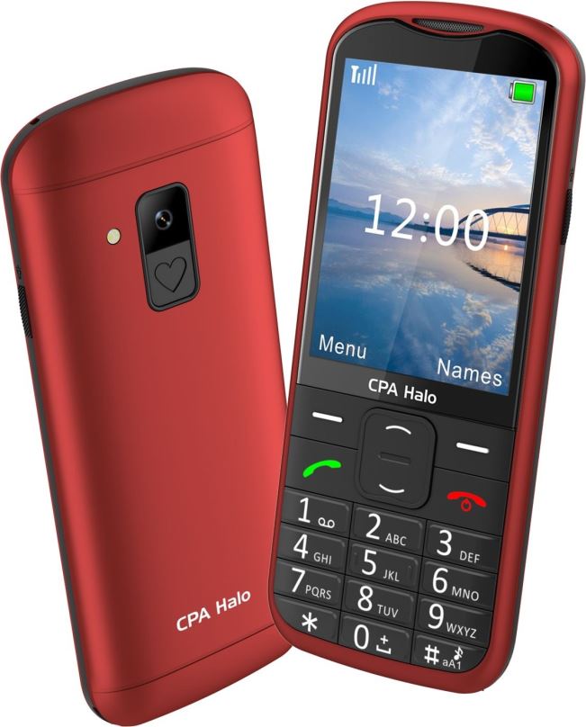 Mobilní telefon CPA Halo 28 Senior červený s nabíjecím stojánkem