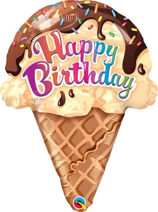 Balonky Balónek foliový Happy Birthday zmrzlina 69 cm