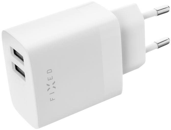 Nabíječka do sítě FIXED Smart Rapid Charge s 2xUSB výstupem a USB/Lightning kabelem 1m MFI 17W bílá