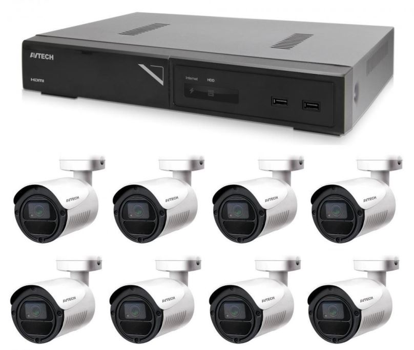 Kamerový systém AVTECH kamerový set 1x NVR AVH1109 a 8x 2MPX IP Bullet kamera DGM2103SV