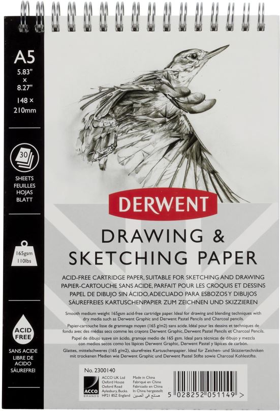Skicák DERWENT Drawing & Sketching Paper A5 / 30 listů / 165g/m2